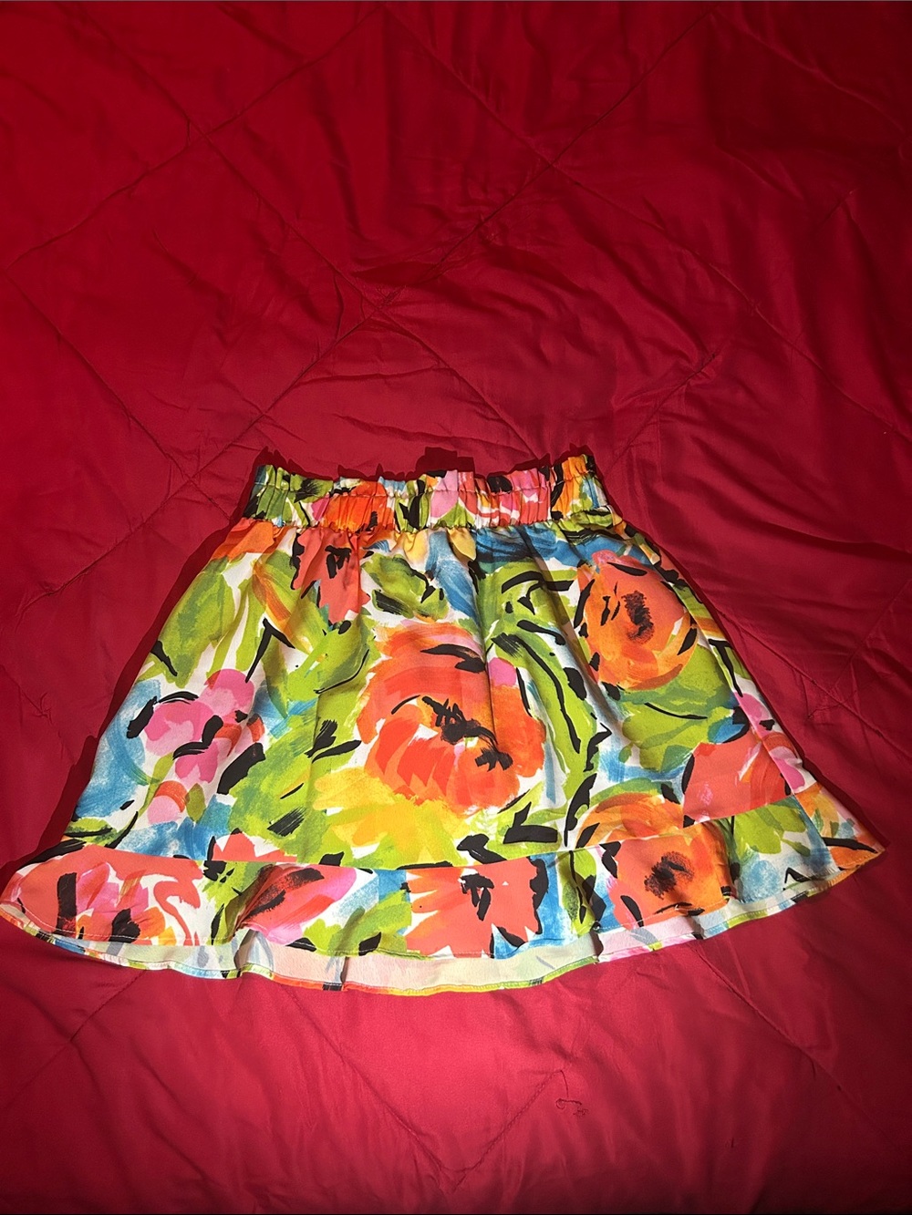 Show Me Your MuMu Tropical Floral Circle Skirt - Orange, Pink, Green, Blue